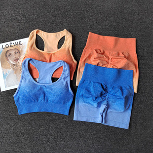 欧美运动套装女瑜伽裤蜜桃臀提臀健身裤跑步运动聚拢防震速干短裤