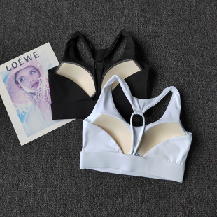 瑜伽服女健身美背固定杯文胸运动背心跑步健身文胸速干外穿美背