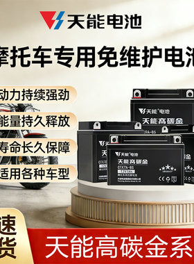 摩托车电池12V7ah踏板车125跨骑车9A弯梁车5A通用12v免维护蓄电池