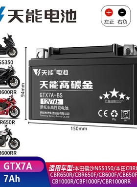 适用本田火刃CBR1000RR R SP CBR1000 04-07 08-21电瓶12V蓄电池