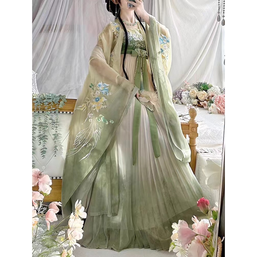 春夏款汉服【春色几分】重工刺绣大袖衫唐制诃子裙超仙学生日常穿