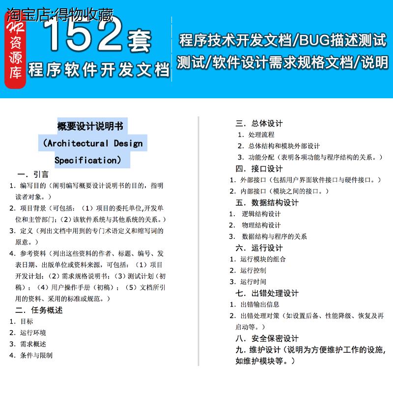 程序技术开发设计文件BUG描述测试用例模板软体设计需求规格说明 商务/设计服务 设计素材/源文件 原图主图