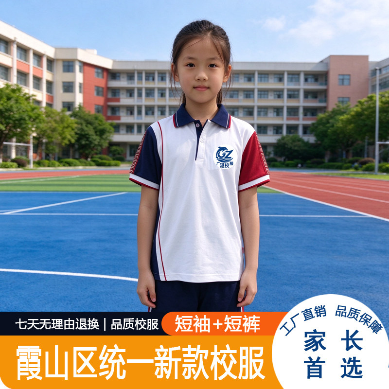 湛江霞山区统一中小学校服高中初中短袖上衣薄款长裤运动套装校服