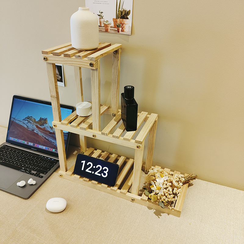 现代简约置物架松木原木厂家直发