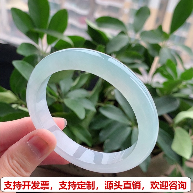 缅甸A货天然翡翠 老坑冰种晴水正装正圈手镯58-59圈口 完美