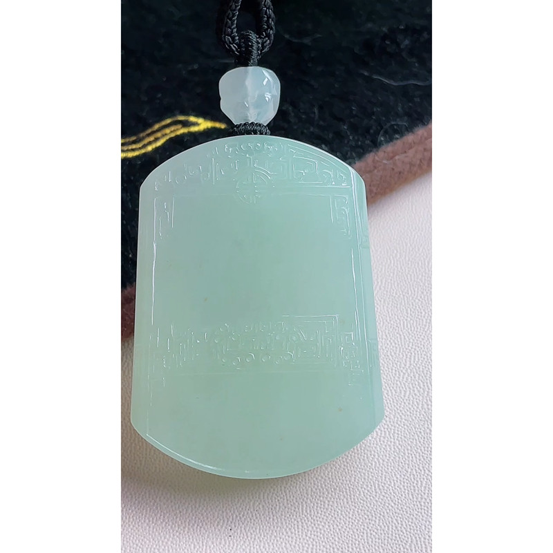 缅甸天然A货玉石翡翠 老坑冰种晴绿无事牌吊坠