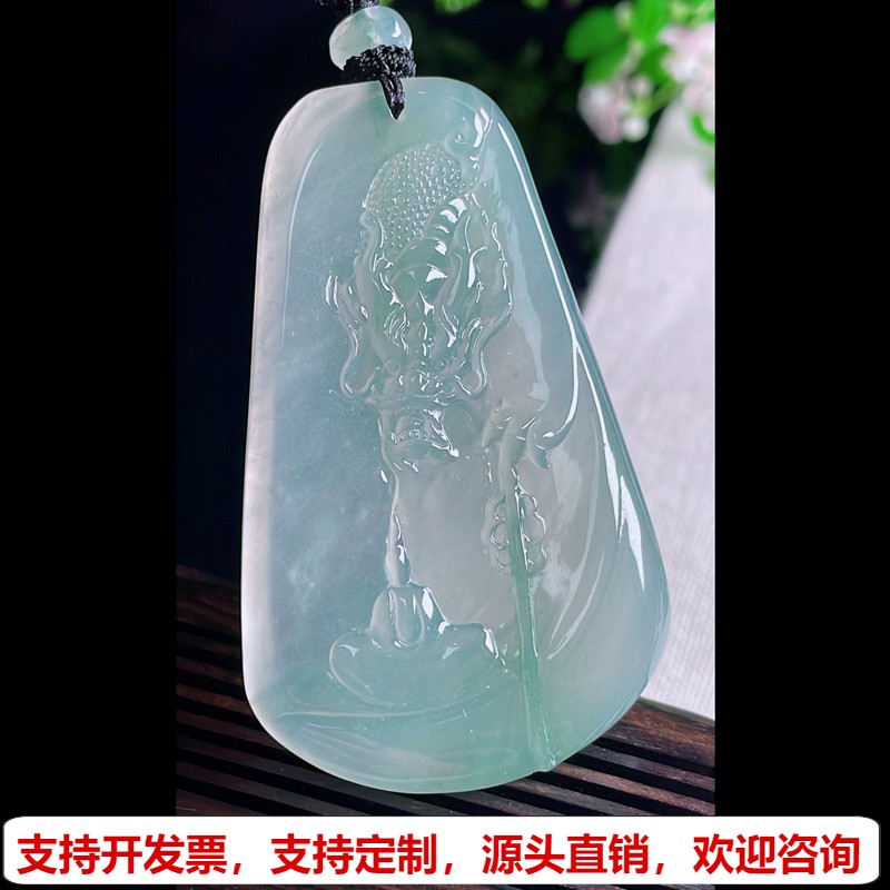 缅甸天然A货玉石翡翠挂件 精雕老坑冰种晴无相佛吊坠