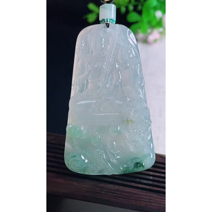 缅甸天然A货玉石翡翠 老坑冰种虚空藏菩萨吊坠