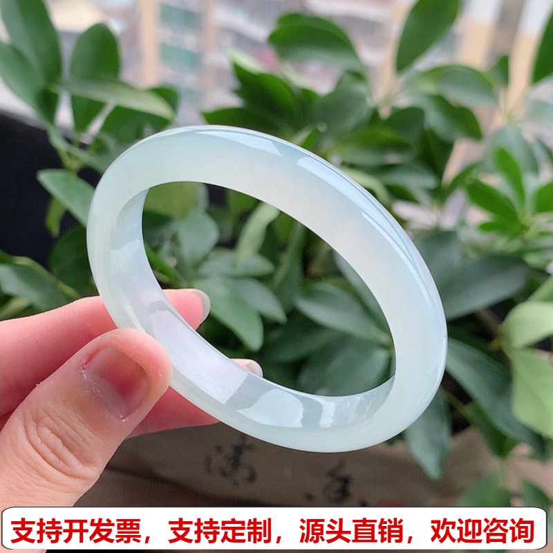缅甸A货天然翡翠 老坑冰种晴水贵妃手镯53-54圈口
