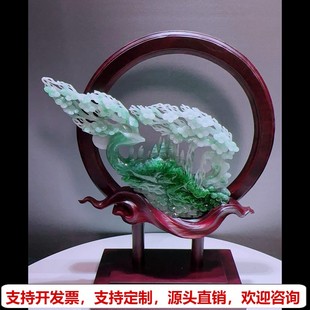 缅甸天然A货玉石翡翠孤品 精雕老坑飘花鹿鸣蝉音梅开五福摆件