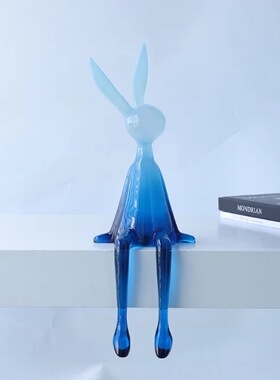 北欧轻奢透明坐姿吊脚兔子摆件书柜客厅电视柜玄关样板间创意装饰