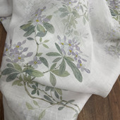 布久以逅新淡紫花苎麻高支旗袍连衣裙布料植物印花汉服面料 云锦