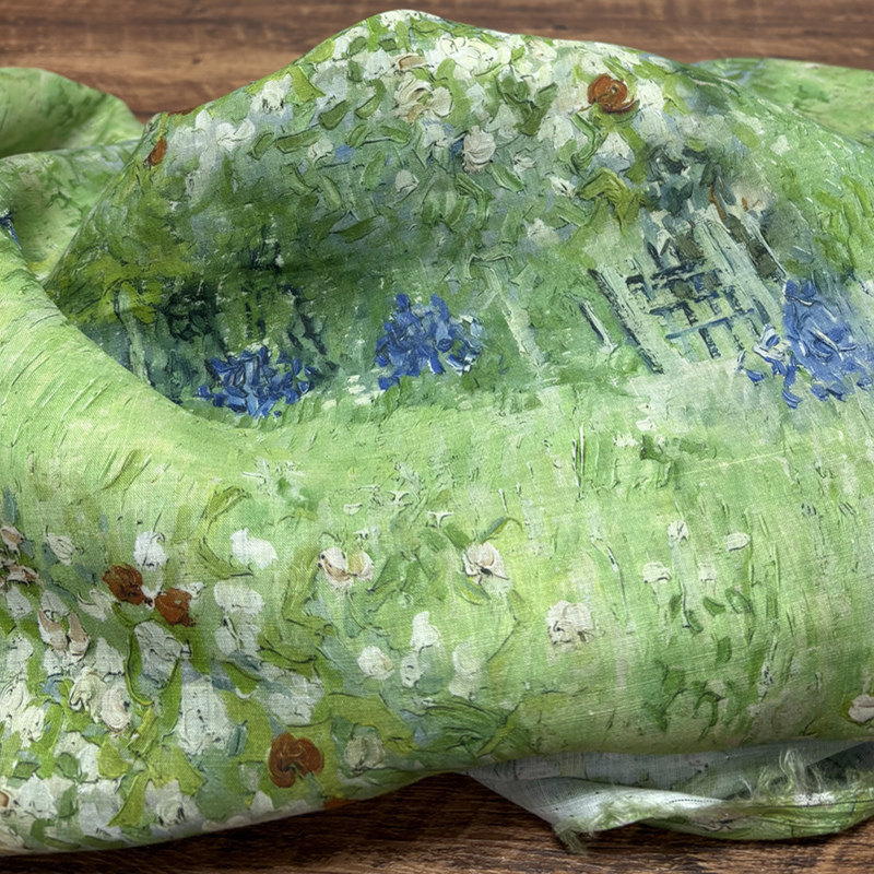 布久以逅数码印花苎麻复古油画风格布料连衣裙衬衫旗袍面料  家乡,居家布艺,海绵垫/布料/面料/手工diy,淘宝优惠券,粉丝福利购,淘宝优惠卷