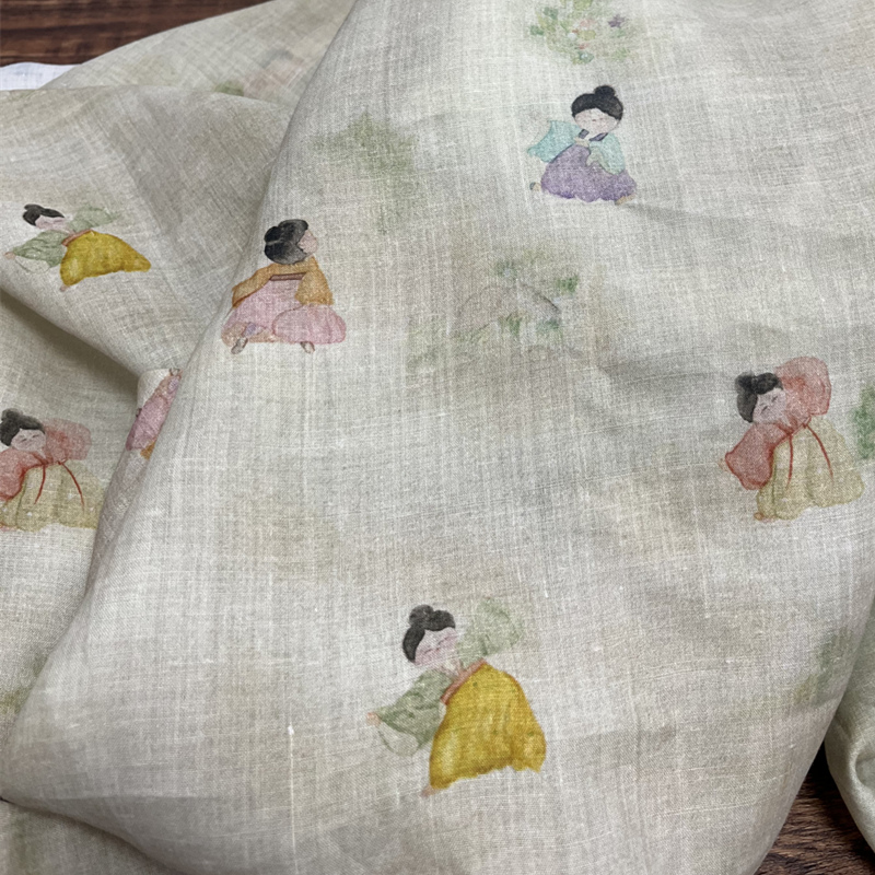 轻薄透气麻料汉服苎麻中式连衣裙