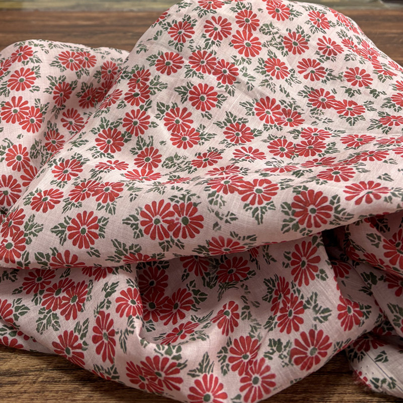 布久以逅文艺苎麻碎花夏季薄款布料连衣裙上衣旗袍国风面料  杏红,居家布艺,海绵垫/布料/面料/手工diy,淘宝优惠券,粉丝福利购,淘宝优惠卷