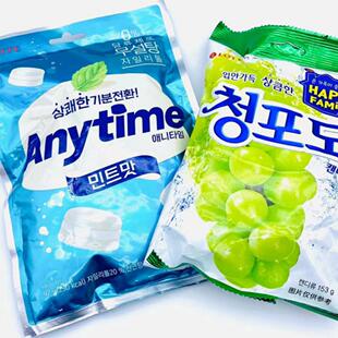 韩国乐天LOTTE思考奇咖啡糖Anytime夹心薄荷味硬糖润喉糖青葡萄糖