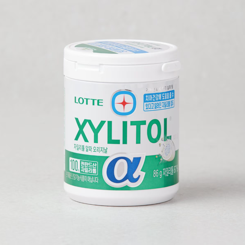 韩国进口LOTTE乐天@阿尔法木糖醇夹心车载口香糖绿色薄荷味口香糖