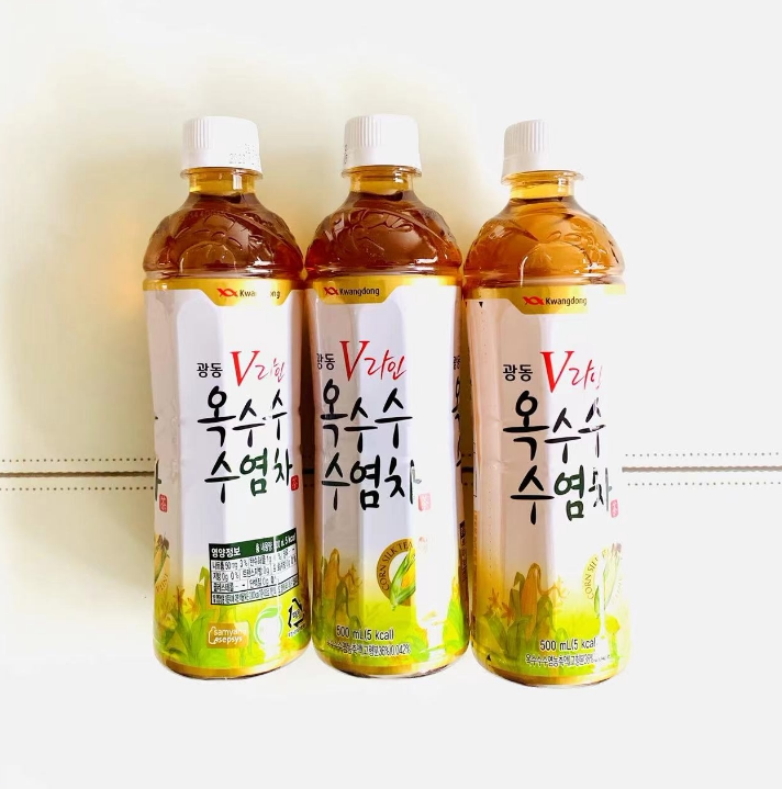 现货包邮500ml×3瓶韩国进口光东玉米须茶植物饮料0脂肪0热量ive