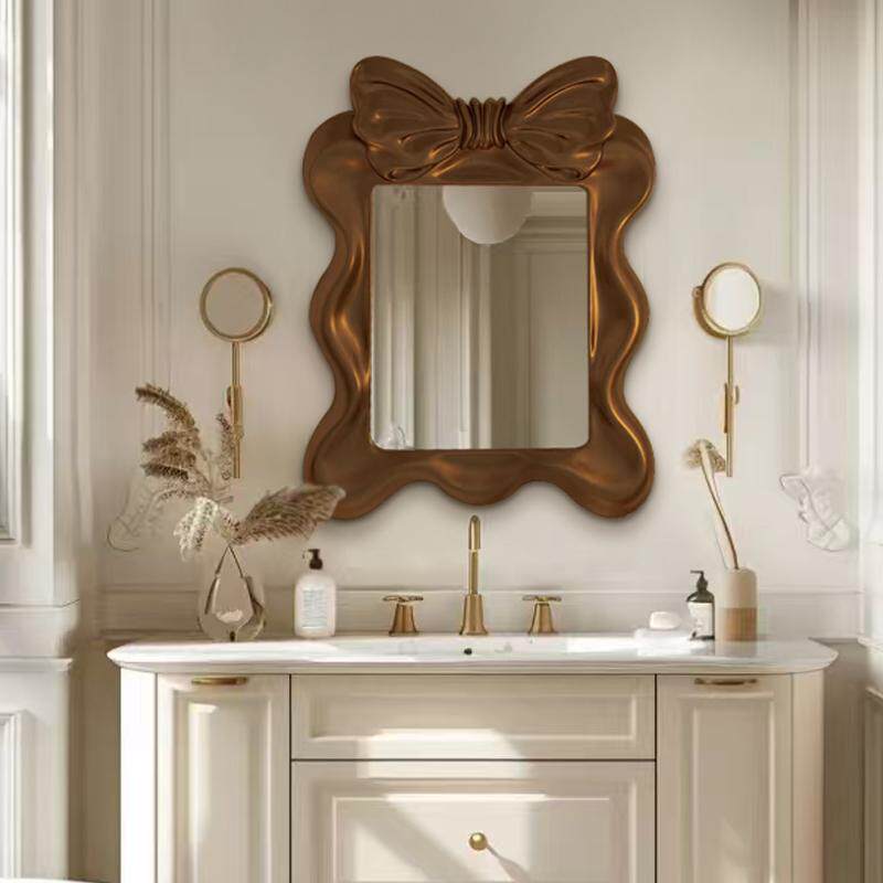 古铜浴室镜壁挂卫生间智能化妆镜子美式客厅卧室异形不规则装饰镜