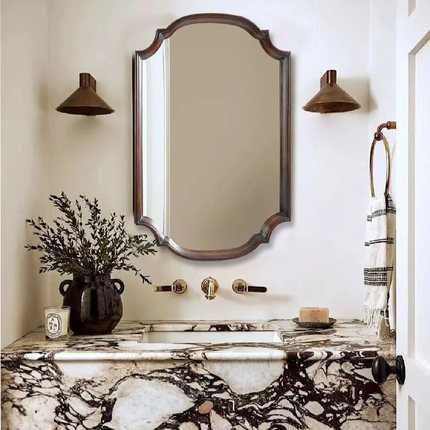 中古卫生间浴镜洗漱镜ins玄关壁挂客厅装饰镜美式家用LED化妆镜子