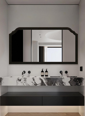 民宿酒店不规则异形梳妆镜北欧黑色led智能浴室镜卧室轻奢化妆镜