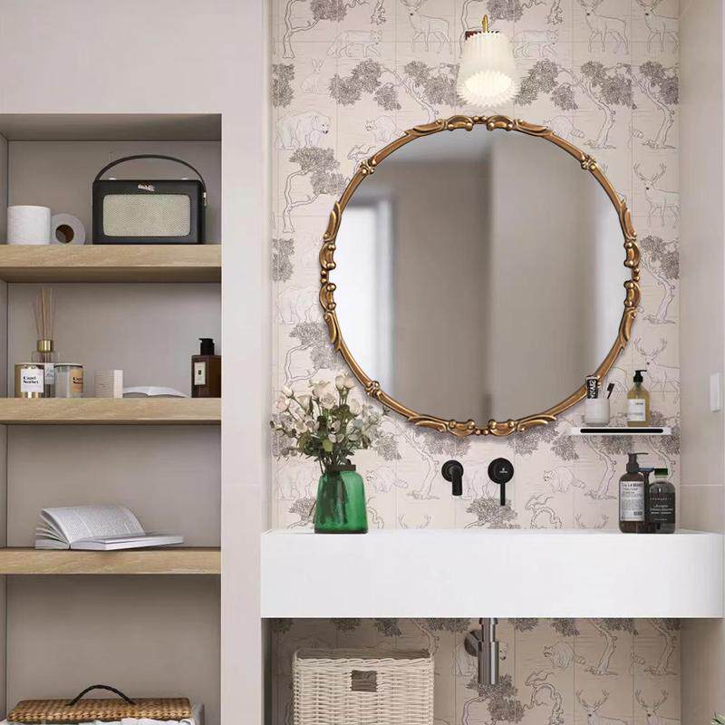 欧式复古壁挂式装饰镜化妆镜梳妆镜卧室家用墙壁浴室镜卫生间镜子