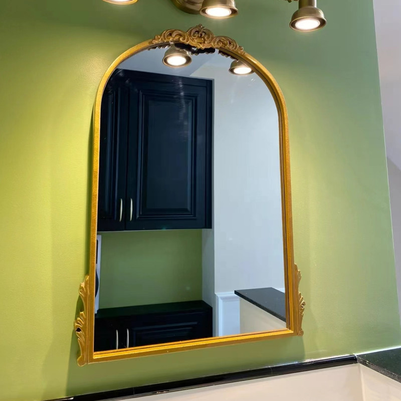 艺术浴室镜智能led壁挂化妆镜法式北欧雕花洗手镜异形墙面装饰镜