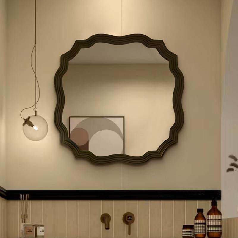 浴室镜壁挂式卫生间镜子化妆镜美式壁炉装饰镜异形智能镜不规则镜