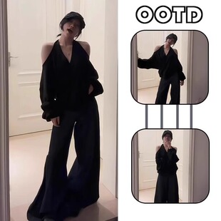 设计感上衣显瘦阔腿裤 韩版 两件 洋气慵懒风穿搭女2025新款 春季