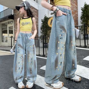 手绘个性 数据好 涂鸦弯刀裤 夏季 现货 手绘脏染牛仔弯刀裤 高品质