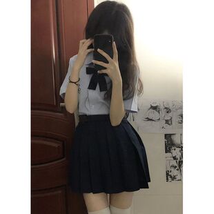 学生短袖 基础款 刺绣蓝色衬衣校服制服 女夏季 樱木北原创JK衬衫