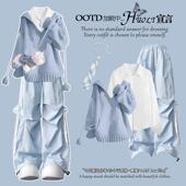 2025新款 女装 多巴胺小个子宽松 穿搭韩系学院风连帽针织衫 秋季