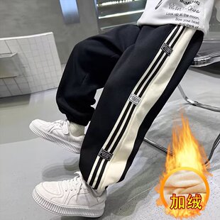 运动裤 男童卫裤 新款 2024韩版 加厚男孩大童加绒儿童休闲 秋冬季