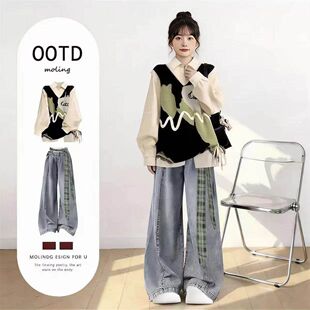 17女孩18岁大童三件套 套装 春季 少女15高初中学生16马甲学院风衬衫