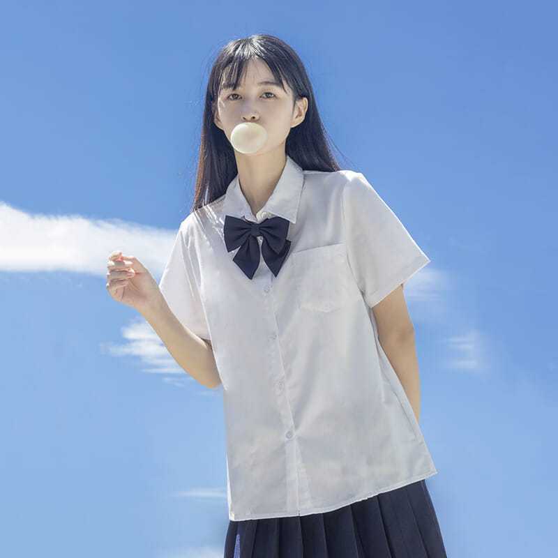 jk白衬衫女基础款尖领百搭上衣学院风日系中学生通勤校服打底