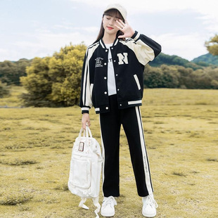 女童秋季运动套装2025新款洋气时髦网红中大童棒球服春秋装儿童