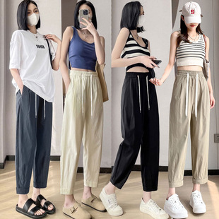抽绳无托腹哈伦裤 薄款 萝卜裤 宽松大码 孕妇裤 速干运动裤 夏季