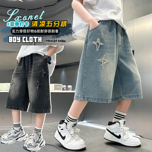 绣花牛仔短裤 中大童夏季 薄款 儿童韩版 子五分中裤 新款 裤 2025夏季