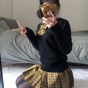 校供感向日葵短裙原创JK制服针织衫 套头毛衣叠穿显瘦学院风少女