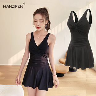 保守度假泡温泉遮肚显瘦聚拢性感泳装 定制泳衣女大码 连体裙式