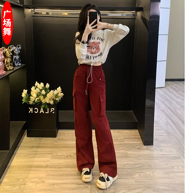 俏皮可爱小熊卫衣运动套装女秋季漂亮好看曳步舞炸街工装装两件套