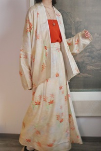 裳裳者华 枫 天丝印花宋制直领对襟飞机袖短衫唐制破裙日常汉服