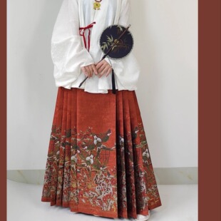 裳裳者华【纸鸢】春秋冬明制织金仿妆花马面裙原创日常汉服黑红女