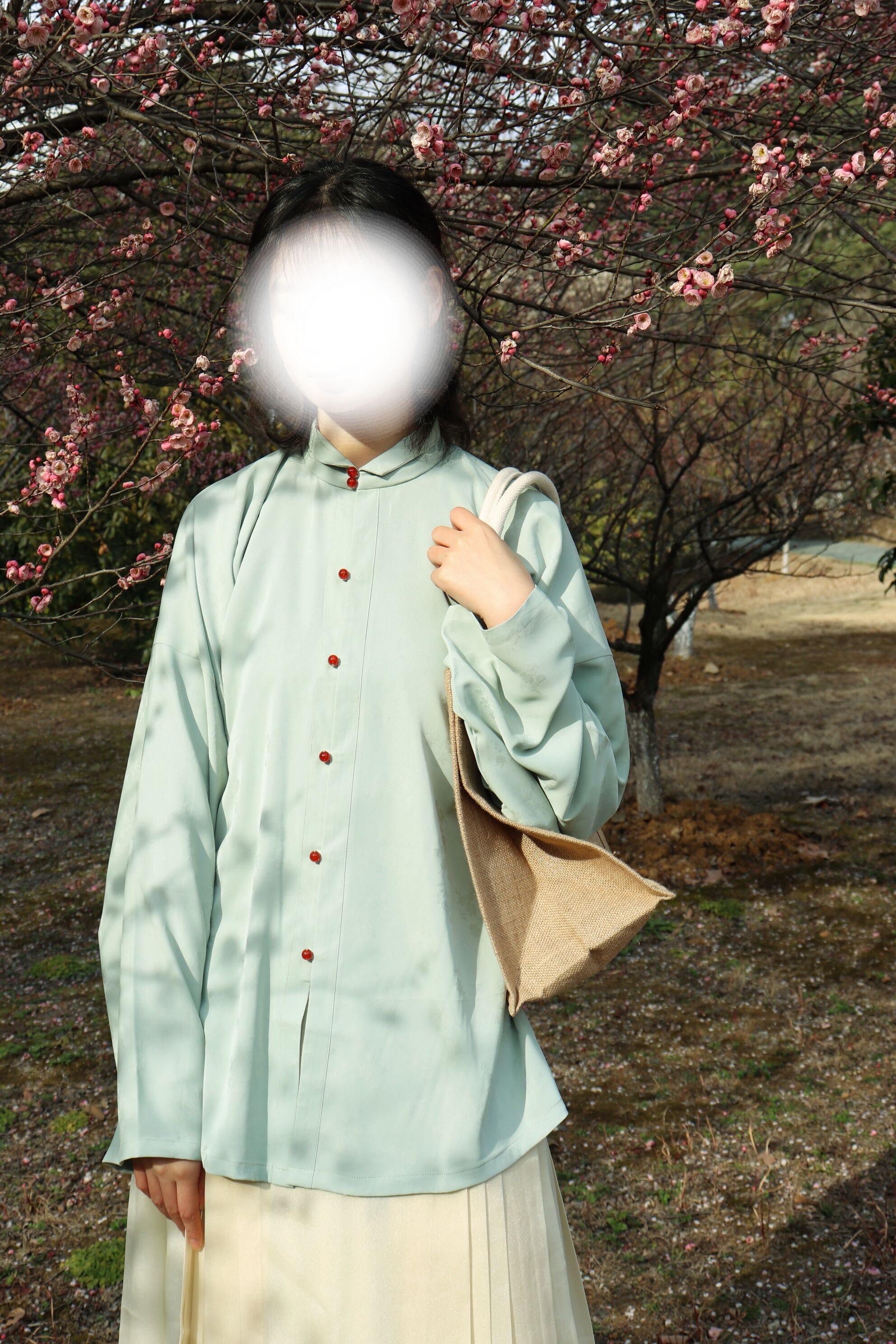 裳裳者华 豆绿 汉服日常明制立领竖领翻领对襟提花直袖短衫春夏