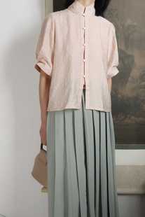 日常衬衣国风新中式 裳裳者华 短衫 素天丝明立领半袖 春夏秋 汉服元