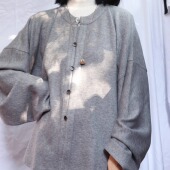 裳裳者华 宋制旋裙春秋日常汉服 短袄衫 银灰 明制针织圆领弓袋袖