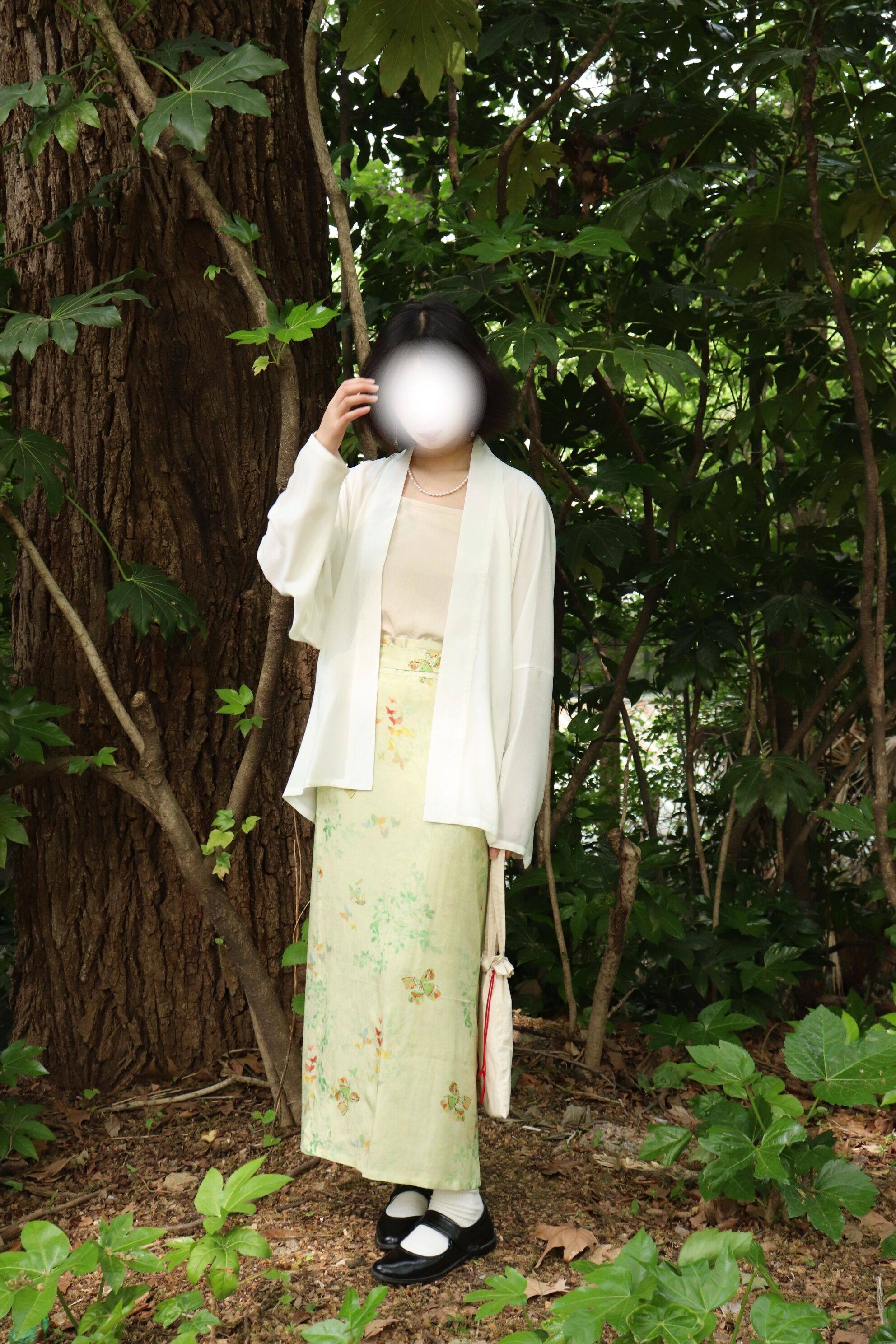 SHANG SHANG ZHE HUA DIE 원래 송나라 스트레이트 칼라 더블 브레스트 비행기 소매 짧은 셔츠 투피스 스커트 나선형 스커트 일일 HANFU