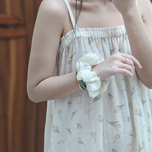 裳裳者华 纯棉母婴双层纱布印花连衣裙吊带裙汉服内搭睡裙日常夏