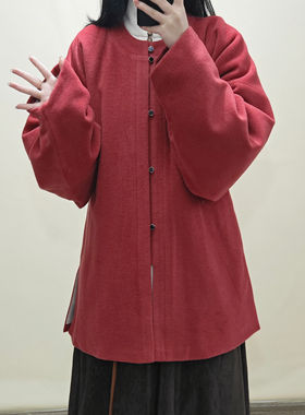 春节新年战衣明制汉服毛呢外套