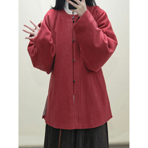 春节新年战衣明制汉服毛呢外套